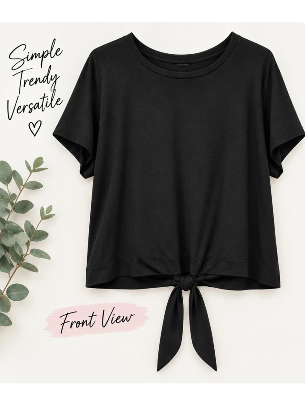 rue+ Black Tie-Back Short-Sleeve Top 3X